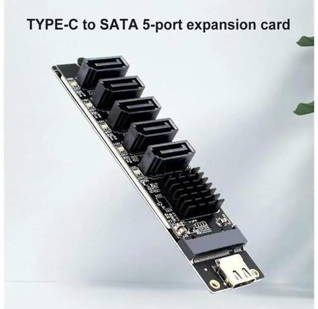 Main image of Type C To 5-Port SATA 3.0 Adapter Card 6Gbps JM575+JMS580 Chip USB C To SATA 3.0 Expansion Card Type C To 5-Ch SATA 3.0 Expander