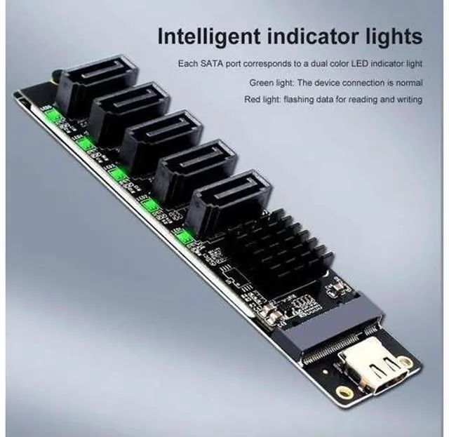 Alt view image 3 of 3 - Type C To 5-Port SATA 3.0 Adapter Card 6Gbps JM575+JMS580 Chip USB C To SATA 3.0 Expansion Card Type C To 5-Ch SATA 3.0 Expander