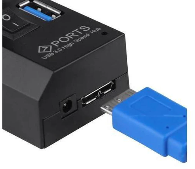 Alt view image 2 of 5 - Hub 3.0/2.0 7 Ports Hub Splitter Adapter 5Gbps Portable 3.0 Hub With ON/OFF Switch For Computer Accessories