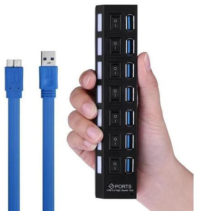 Main image of Hub 3.0/2.0 7 Ports Hub Splitter Adapter 5Gbps Portable 3.0 Hub With ON/OFF Switch For Computer Accessories