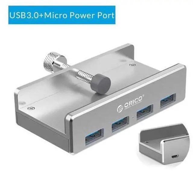 Main image of MH4PU-P USB Hub Aluminum External 4Ports USB 3.0 Usb Splitter with 10-30mm Adjustable Clip for Macbook Desktop Laptop PC