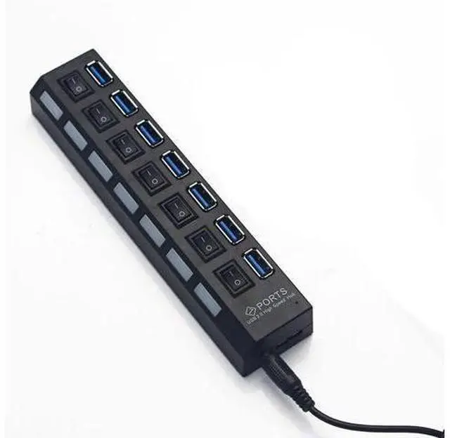 Alt view image 4 of 5 - 7 Port USB 3.0 HUB High Speed Splitter Expansion Adapter PC Laptop PS4 w/ Switch Use Power Adapter computer accessories for pc