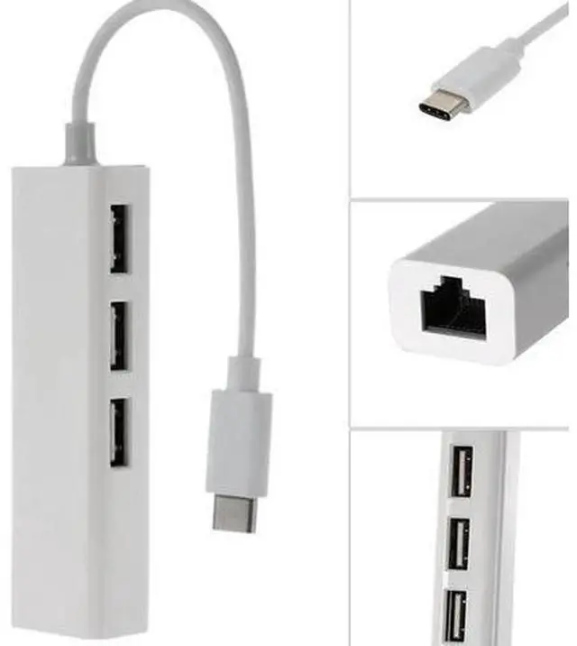Alt view image 5 of 5 - Station USB Hub Type-C To Network Card Hub Free Drive With Line Card Copper Core RJ45 Space Aluminum Metal Shell