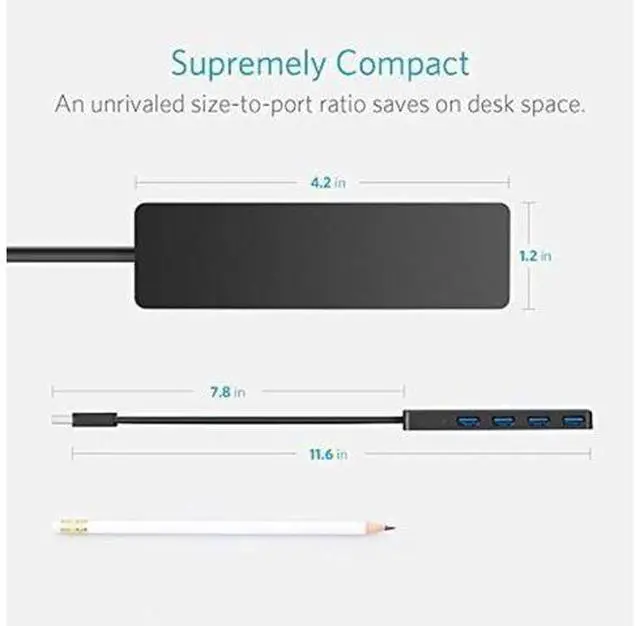 Alt view image 2 of 5 - 4-Port USB 3.0 Ultra Slim Hub for Macbook, Mac Pro/mini, iMac, Surface Pro, XPS, Notebook PC, USB Flash Drives, Mole HDD
