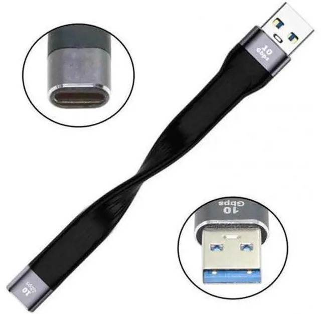 Alt view image 3 of 7 - UC-113-0.13M 10Gbps USB 3.1 Type C Female to USB3.0 Type A Male Flat Slim FPC Data Cable 13cm for LaptopPhone