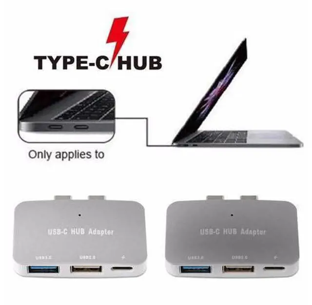 Alt view image 2 of 5 - C To USB 3.0 High Speed Hub Adapter With PD Port For MacBook Pro 13 15 inch