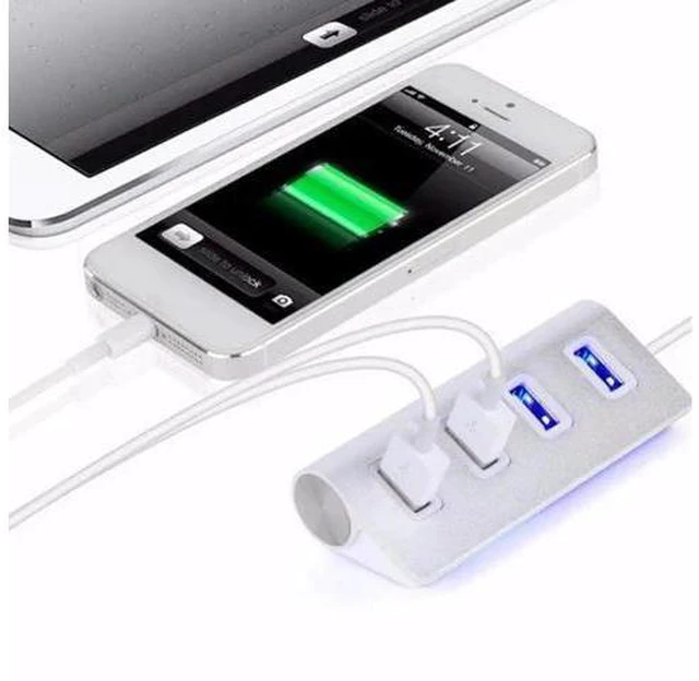 Alt view image 4 of 5 - 2.0 4-Port Multi HUB Splitter Aluminum Adapter High Speed For Apple MacBook PC Laptop With 2.0 3.1 Type-C male