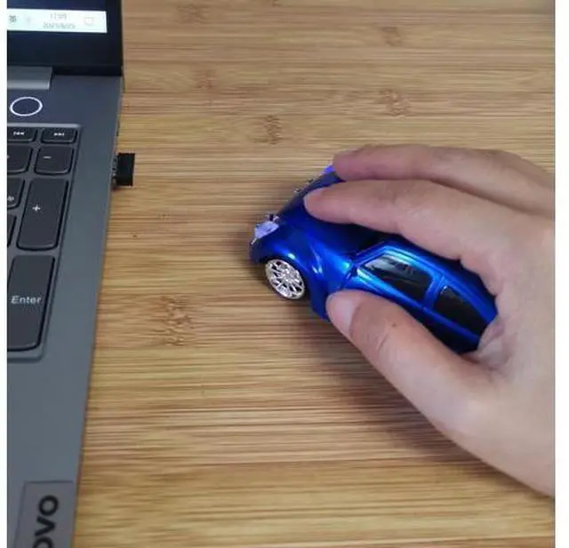 Alt view image 2 of 6 - Car Mouse for Computer, Cool and Cute Car-Shaped Mouse, Wireless 2.4Ghz Optical Mice for Laptop PC Mac (Blue)