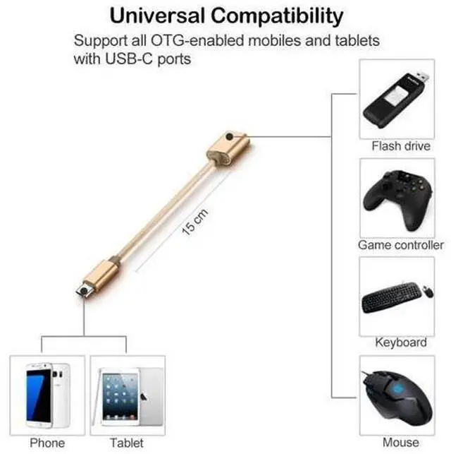 Alt view image 2 of 5 - OTG Adapter Cable for Galaxy A20 A30 A40 A50 A60 A70 A80 A90 A20S A30S A50S A70S A10e A20e Type C USB OTG Cable