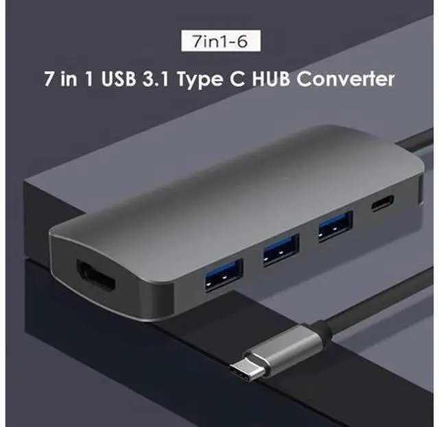 Main image of 7 in 1 USB 3.1 Type C HUB Converter 4K 3x USB 3.0 SD TF Card Reader 87W PD Fast Charging Dock Adapter for Laptop Phone