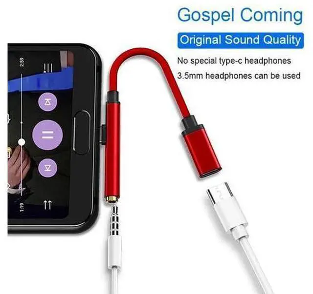 Main image of to 3.5mm Jack Headphone Aux Audio Cable 2 in 1 USB Type C Adapter Charger Cable for s8 Note 9 HTC
