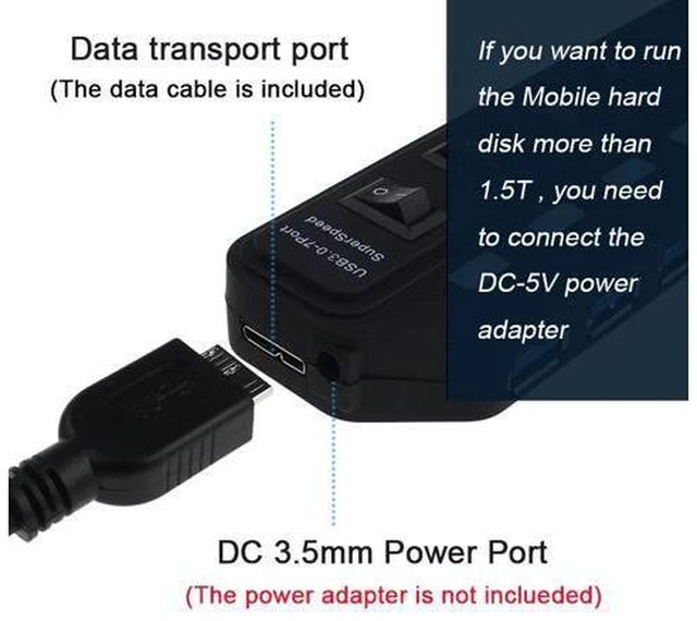 Alt view image 4 of 5 - 5Gbps USB 3.0 HUB 7 USB Ports Switch LED Splitter Adapter Powered High Speed Multi usb3.0 Hab for imac PC support External Power