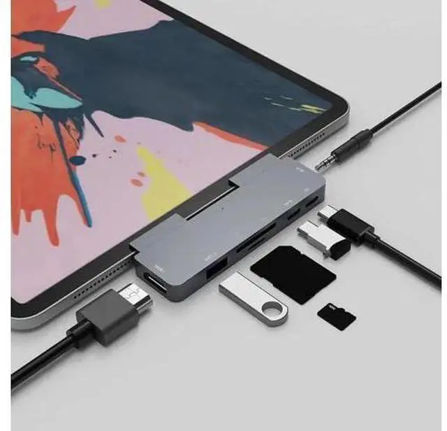 Main image of C Hub Type C Adapter 4K -C PD TF SD 3.0 3.5mm Jack Port AUX Type C Dock for iPad Pro 2018 Macbook Pro/Air