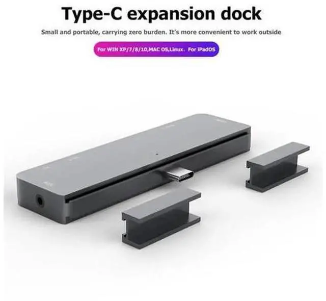 Alt view image 4 of 5 - C Hub Type C Adapter 4K -C PD TF SD 3.0 3.5mm Jack Port AUX Type C Dock for iPad Pro 2018 Macbook Pro/Air