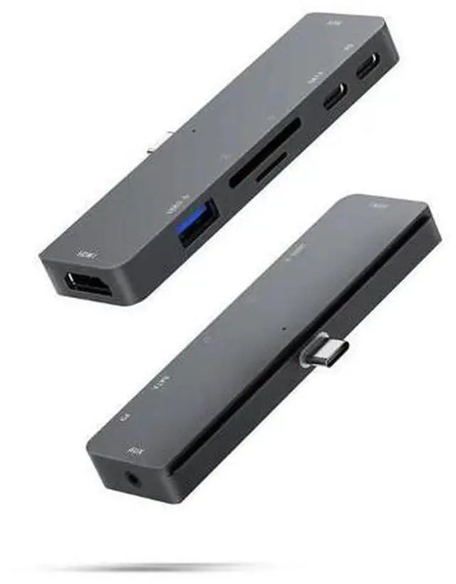 Alt view image 3 of 5 - C Hub Type C Adapter 4K -C PD TF SD 3.0 3.5mm Jack Port AUX Type C Dock for iPad Pro 2018 Macbook Pro/Air