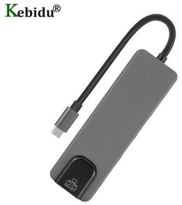 Alt view image 5 of 5 - C to Gigat Ethernet Lan Rj45 4K 3.0 Type C Charing Port 5 In 1 Hub for Mac book Pro Thunderbolt 3 -C Charger