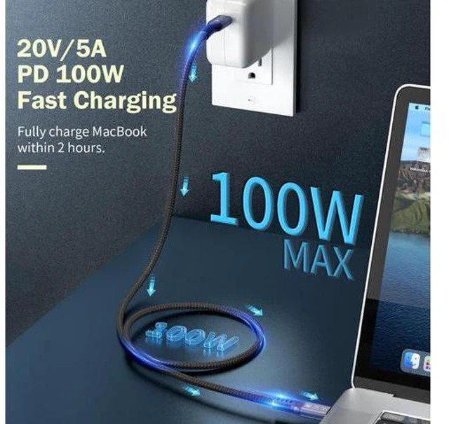 Alt view image 3 of 7 - USB4 Cable Compatible with Thunderbolt 3 4 1.8M 6FT 8K 5K Extension Cable M/M USB-C 8K@30Hz 4K 60Hz Video 40Gbps Data Transmissions Rate 20V 5A 100W Power Delivery