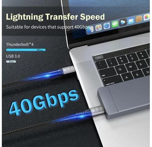 Alt view image 4 of 7 - USB4 Cable Compatible with Thunderbolt 3 4 1.8M 6FT 8K 5K Extension Cable M/M USB-C 8K@30Hz 4K 60Hz Video 40Gbps Data Transmissions Rate 20V 5A 100W Power Delivery