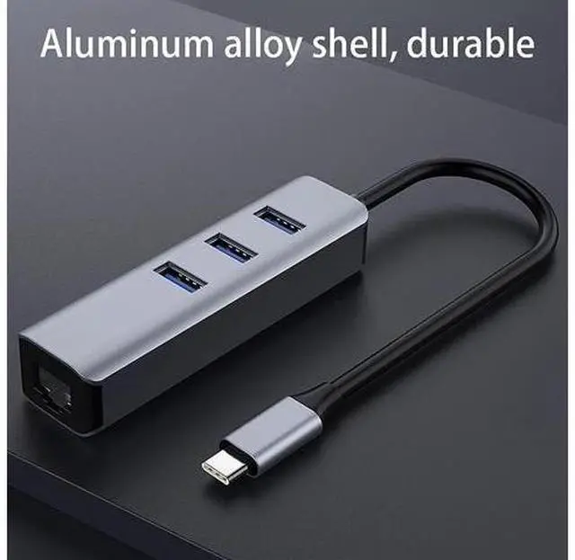 Alt view image 5 of 5 - 4 in 1 Hub, 3 USB3.0 Ports + Network Card Interface Adapter, Gigat Free Drive Hub Expander