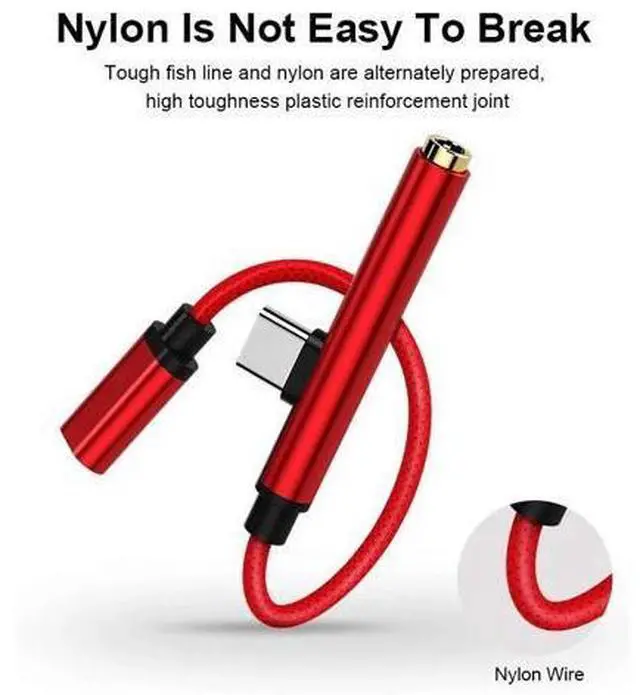 Alt view image 2 of 5 - to 3.5mm Jack Headphone Aux Audio Cable 2 in 1 USB Type C Adapter Charger Cable for s8 Note 9 HTC