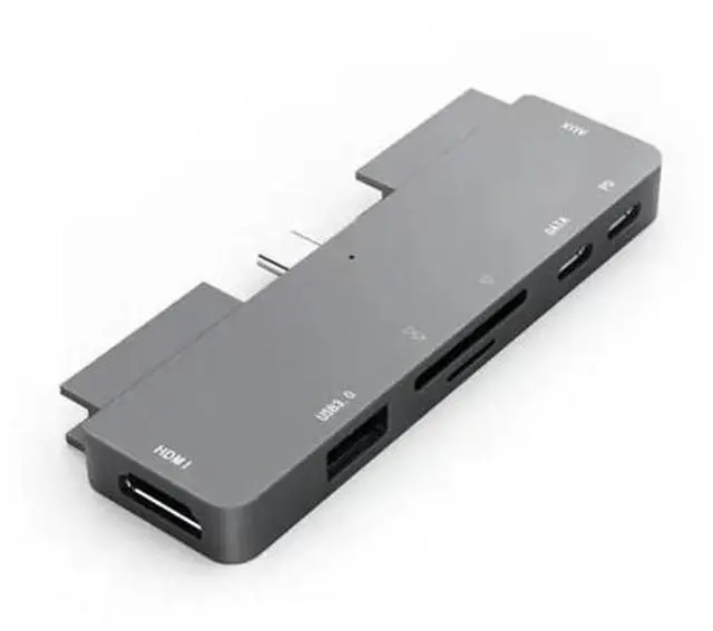 Alt view image 2 of 5 - C Hub Type C Adapter 4K -C PD TF SD 3.0 3.5mm Jack Port AUX Type C Dock for iPad Pro 2018 Macbook Pro/Air