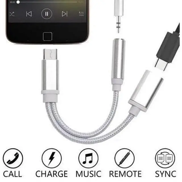 Alt view image 3 of 5 - 2 In 1 Type C To 3.5 Mm Charger Splitter Headphone Audio Jack USB C Cable Type-C To 3.5mm Connector Adapter For Mole Phone