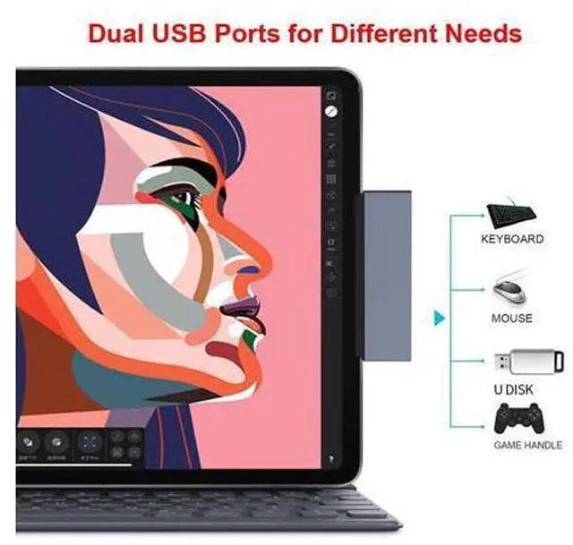 Alt view image 3 of 5 - 6 in1 USB-C HUB Type-C to USB 3.0 SD/Micro SD 3.5mm HD Laptop PC Adapter Converter Suitable for iPad Pro2018/2020 Plug & Play
