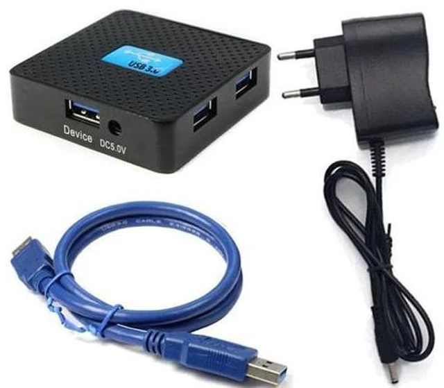 Main image of 5Gbps External USB 3.0 4 Ports Hub Adapter With Power Adapter For PC BK#T3
