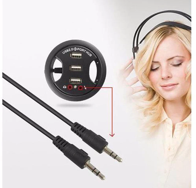 Alt view image 2 of 5 - In Desk 3-Port USB 2.0 HUB Adapter and External StereoSound Adapter Combo Plug and play supports hotswapping/plugging. 66#