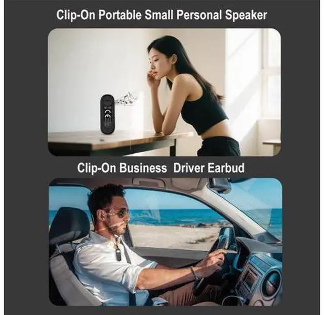 Alt view image 3 of 7 - AKZ Q20 Clip-on Bluetooth Receiver & Speaker with LED Display, Car AUX Adapter, MicroSD/TF Card Playback, Dual Mode for Hands-Free Calls & Music