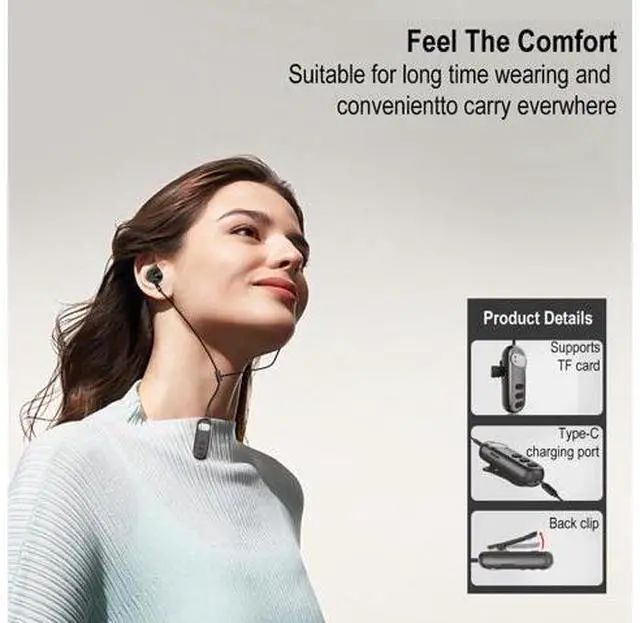 Alt view image 2 of 7 - AKZ Q20 Clip-on Bluetooth Receiver & Speaker with LED Display, Car AUX Adapter, MicroSD/TF Card Playback, Dual Mode for Hands-Free Calls & Music