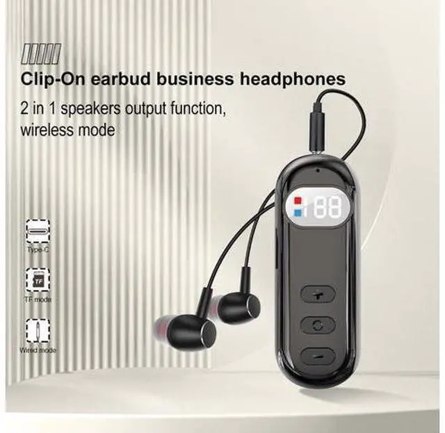 Alt view image 4 of 7 - AKZ Q20 Clip-on Bluetooth Receiver & Speaker with LED Display, Car AUX Adapter, MicroSD/TF Card Playback, Dual Mode for Hands-Free Calls & Music