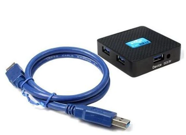 Alt view image 2 of 4 - 5Gbps External USB 3.0 4 Ports Hub Adapter With Power Adapter For PC BK#T3