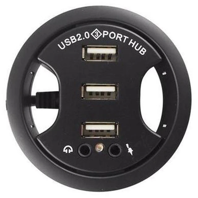 Alt view image 3 of 5 - In Desk 3-Port USB 2.0 HUB Adapter and External StereoSound Adapter Combo Plug and play supports hotswapping/plugging. 66#