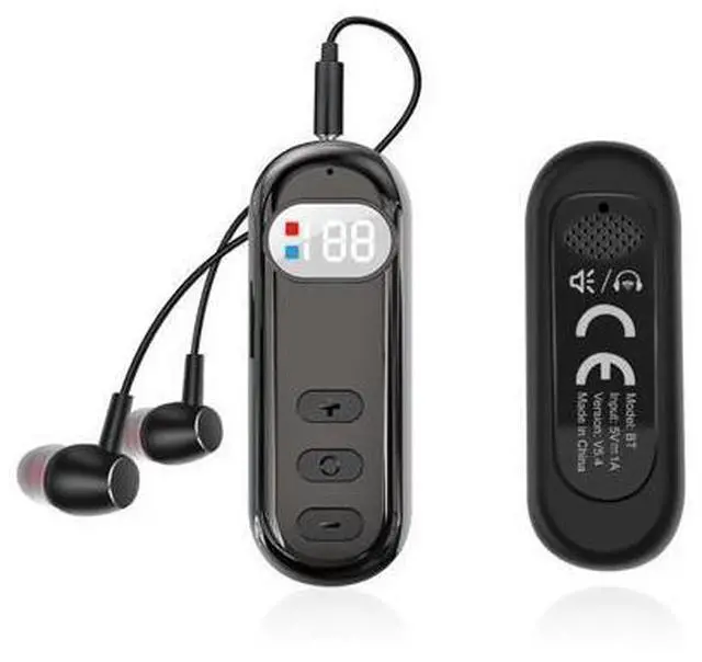 Main image of AKZ Q20 Clip-on Bluetooth Receiver & Speaker with LED Display, Car AUX Adapter, MicroSD/TF Card Playback, Dual Mode for Hands-Free Calls & Music