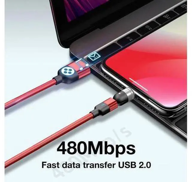 Alt view image 5 of 5 - Magnetic Cable 3A QC3.0 Fast Charging Micro USB Type C Mole Phone Cable For 360+180Degree Roating