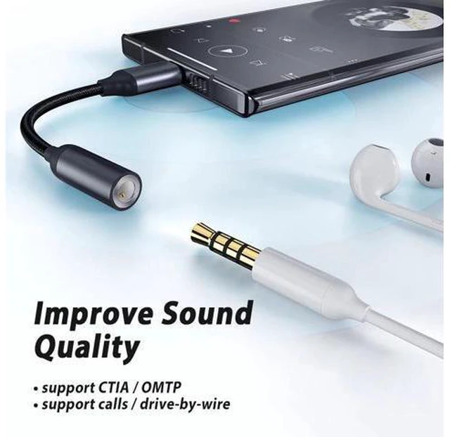 Alt view image 5 of 5 - Type C To 3.5mm Jack Aux Headphones Adapter for Galaxy Note 10 S20 Plus + A90 Ultra -C To 3.5mm OTG Audio Cable