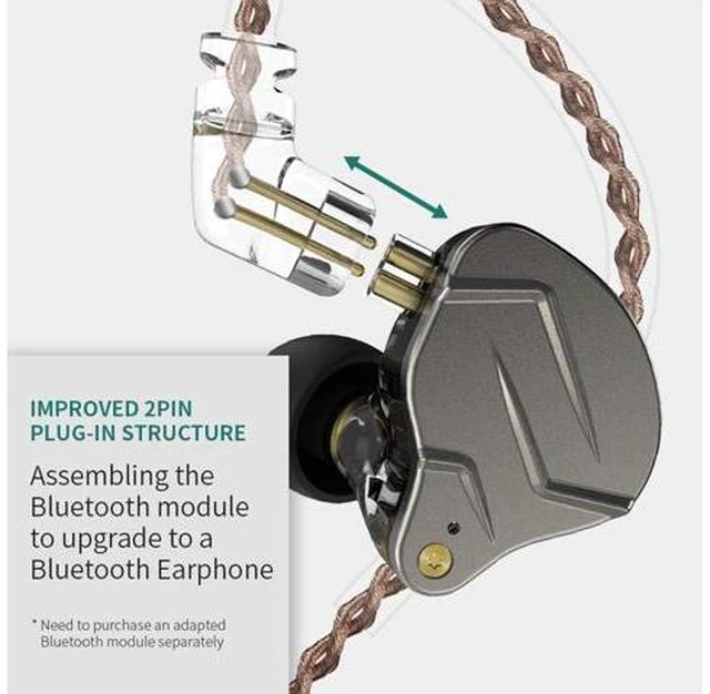 Alt view image 4 of 7 - KZ ZSN Pro 1BA+1DD Hybrid in Ear Earphones Monitor Running Sports Headphones HiFi Bass Metal Wired Earbuds (No Mic, Gray)