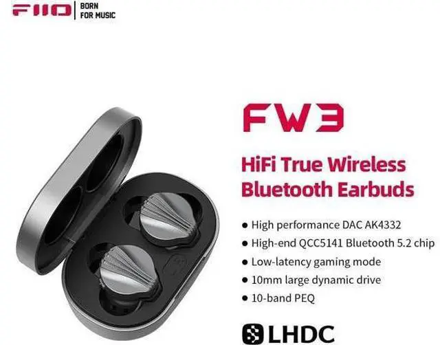 Alt view image 3 of 7 - FiiO FW3 True Wireless Earbud, Bluetooth 5.2 LDAC/aptX Adaptive, 10mm Drivers with Big Bass, App for Custom EQ, 21H Playtime (Grey)