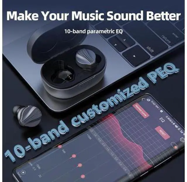 Alt view image 7 of 7 - FiiO FW3 True Wireless Earbud, Bluetooth 5.2 LDAC/aptX Adaptive, 10mm Drivers with Big Bass, App for Custom EQ, 21H Playtime (Grey)