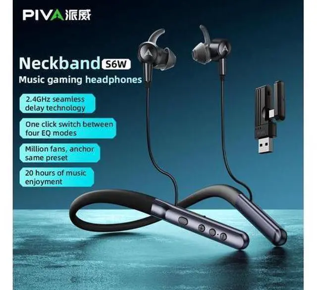 Alt view image 3 of 6 - PIVA S6W 13mm 2.4G Wireless Neck Sports Earphones Music Game Headphone ENC AI Noise Reduction 150mAh 20 Hour Battery Life
