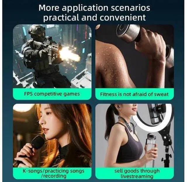 Alt view image 6 of 6 - PIVA S6W 13mm 2.4G Wireless Neck Sports Earphones Music Game Headphone ENC AI Noise Reduction 150mAh 20 Hour Battery Life