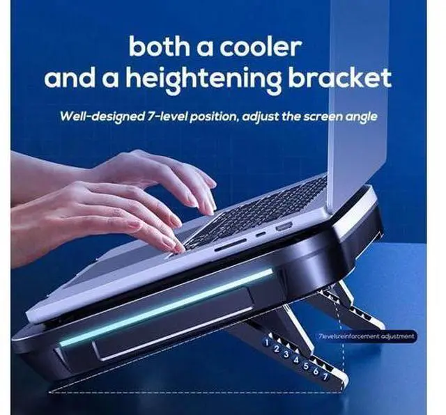 Alt view image 5 of 7 - LED Display Cooling Pad for Laptop Cooler MEMO FL08 Laptop Cooling Pad RGB Gaming Notebook Cooler 30W Cooling Desktop Laptop and