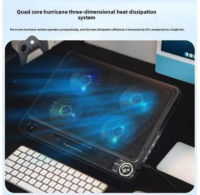 Alt view image 3 of 6 - Arrival Gaming Laptop Cooling Pad 12-17 Inch Led Screen 2900RPM Powerful Laptop Cooler Pad with Four Big Fan