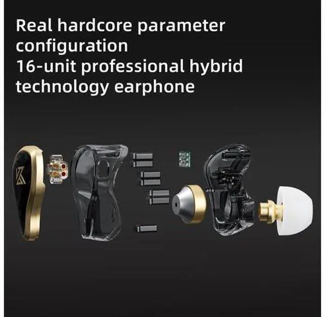 Alt view image 6 of 7 - Zell Kz Zas 7Ba+1Dd In Ear Earphone 16 Unit Hybrid Technology Flagship Earphone Monitor Headphones 8Core Cable Music Sport Earphone (Without Mic, Black)