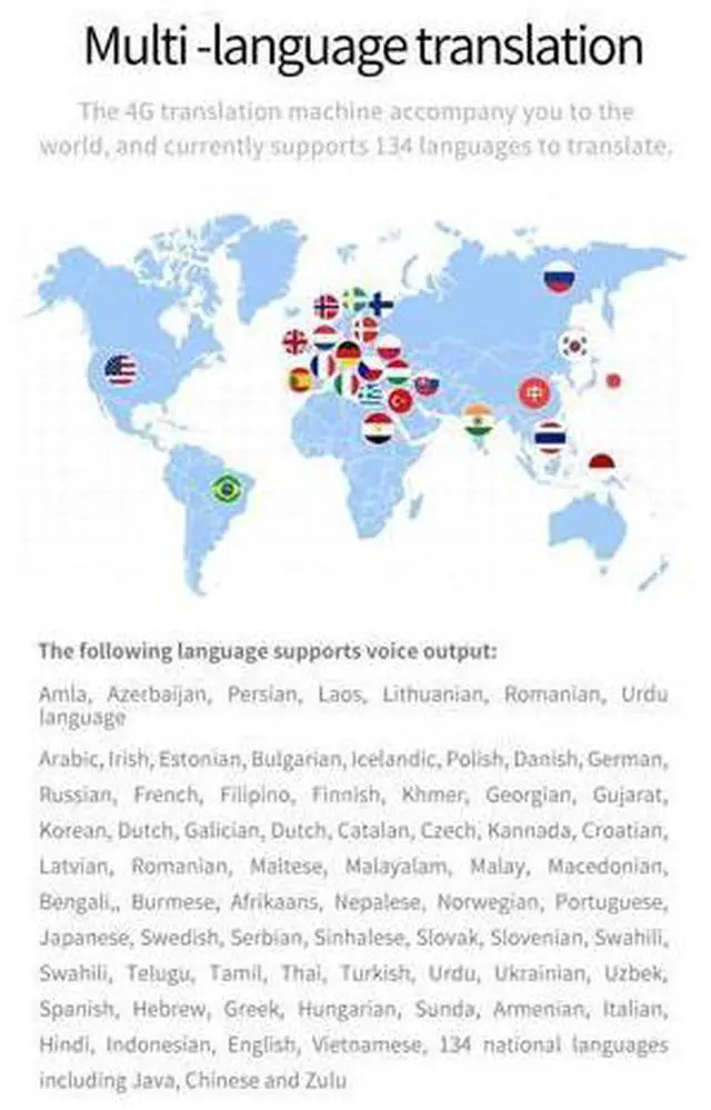 Alt view image 5 of 6 - QURO Real-Time Smart Translator High Noise Reduction Supports 134 Languages IPS Android Online Accurate Translation Via Simcard WiFi
