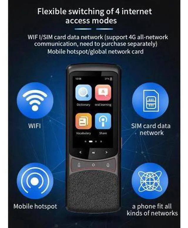 Alt view image 4 of 6 - QURO Real-Time Smart Translator High Noise Reduction Supports 134 Languages IPS Android Online Accurate Translation Via Simcard WiFi