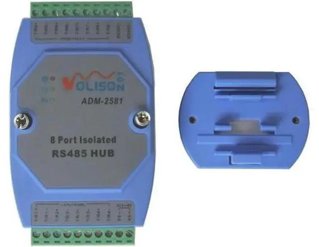 Alt view image 2 of 3 - Isolated 8-way 485 Hub 8-port RS485 Distributor 1-to-8 Sharer Repeater Industrial Grade Guide Rail