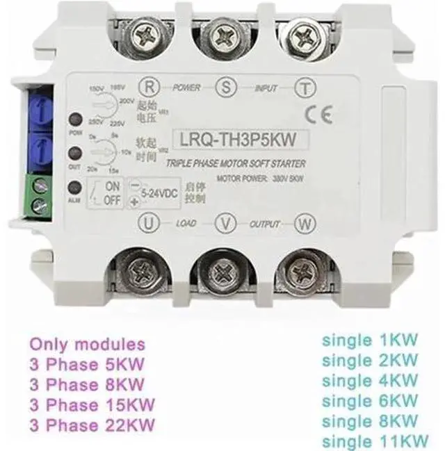 Alt view image 2 of 4 - Three/Single Phase Motor Soft Starter Slow Start Module Solid State Relay Decompression and Step-Down Controller(3 Phase 15KW Module)