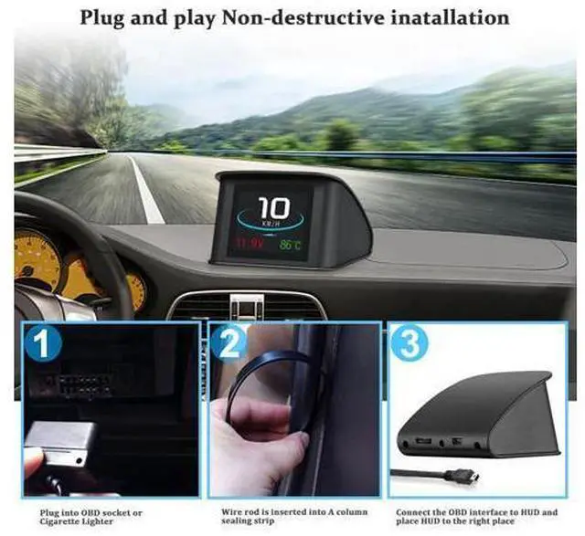 Alt view image 5 of 5 - HUD Display P10 OBD2 Car Head up Display With TFT LCD Display Shows Speed RPM Voltage Detection for Error Code Hud